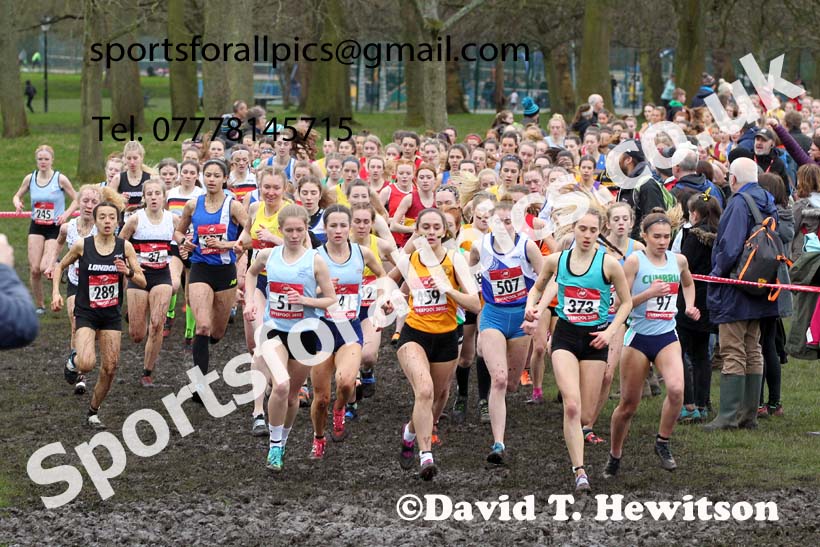 Senior girls, 2020 New Balance English Schools Champs., Sefton Park, Liverpool. Photo: David T. Hewitson/Sports for All Pics